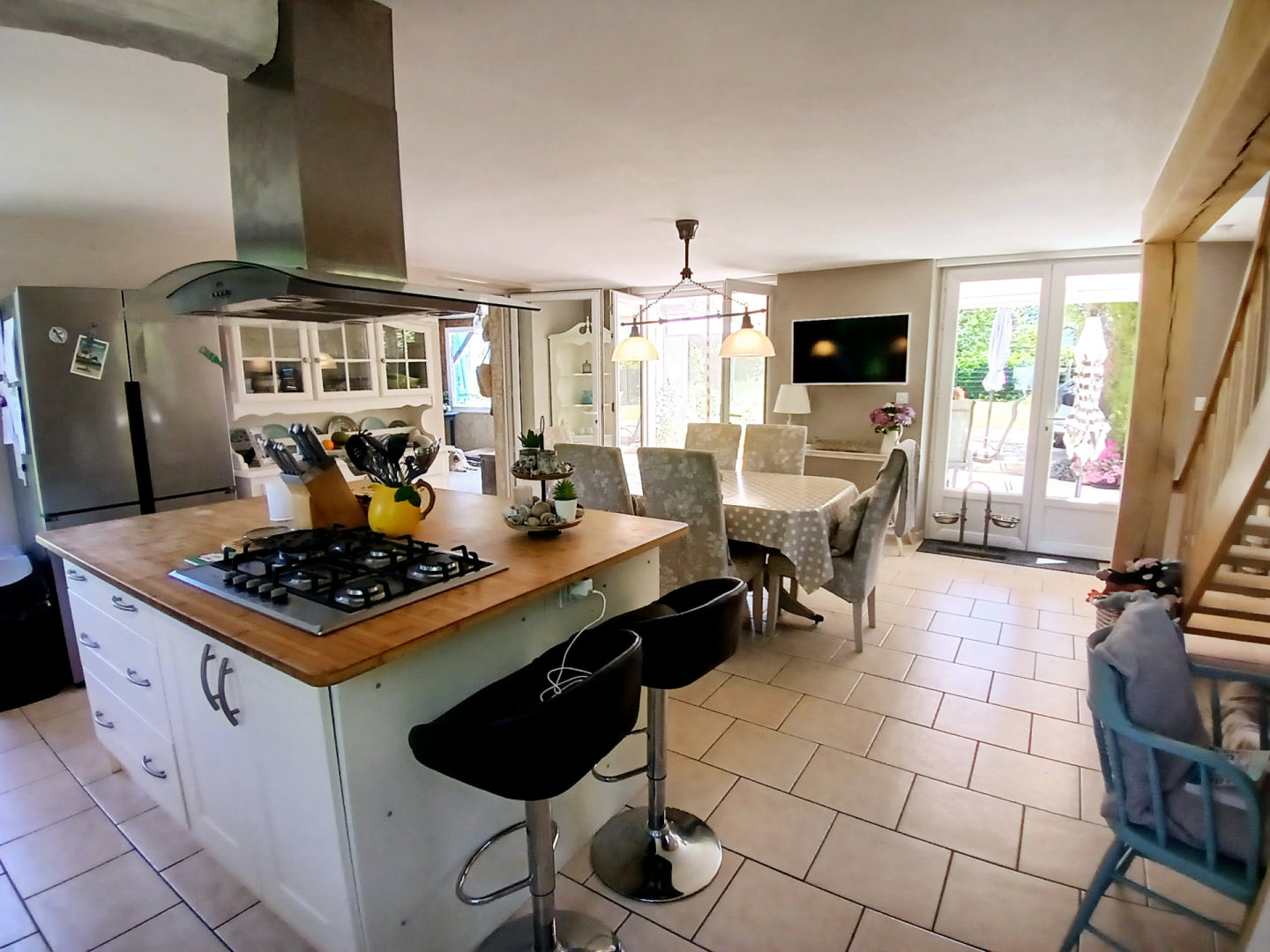 Character stone house with pool, outbuildings and  garage for sale in Dordogne village