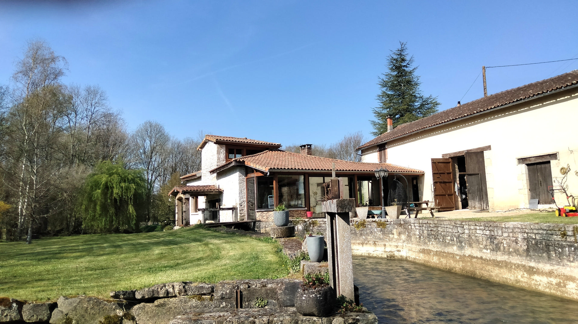 Old Stone Mill, River, Barn, Charente